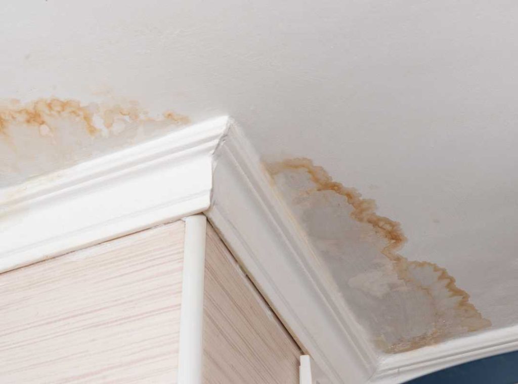 water stains on ceiling.
